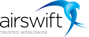 Airswift Primary Logo (Black Text Gradient Bird) CMYK