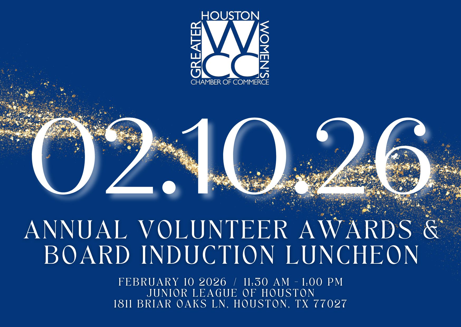Annual Volunteer Awards Board Induction Ceremony 2026 Save The Date Greater Houston Women’s Chamber of Commerce