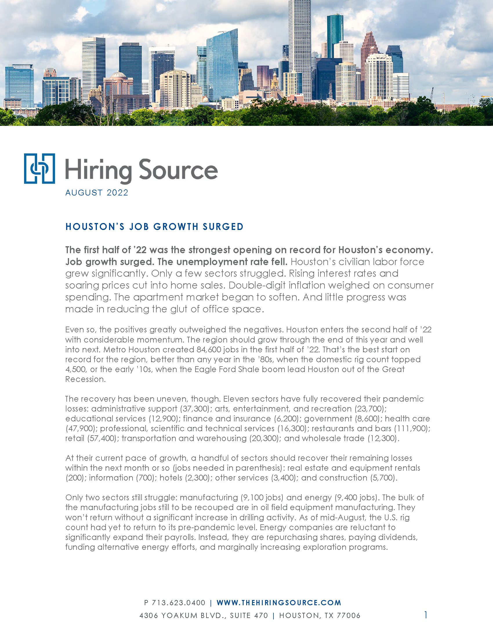 News from Hiring Source August 2022 GHWCC Page 1 Greater Houston Women’s Chamber of Commerce