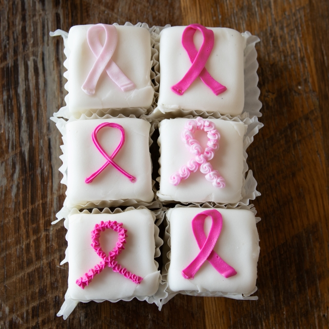 Pink Ribbon Petit Fours Three Brothers Bakery