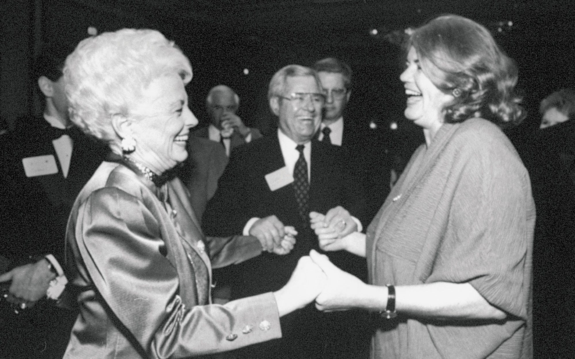 Ann Richards, left, and Molly Ivins in 1991, the year Richards became the governor of Texas. Looking on from the sidelines: men.